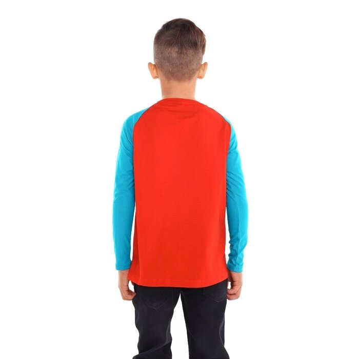 Фуфайка (лонгслив) для мальчика А. ММ 2185-М-15, цвет петрол/красный, рост 128 см от компании Интернет-гипермаркет «MOLL» - фото 1