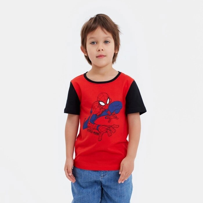 Футболка детская MARVEL "Человек паук", рост 110-116 (32), красный/чёрный от компании Интернет-гипермаркет «MOLL» - фото 1