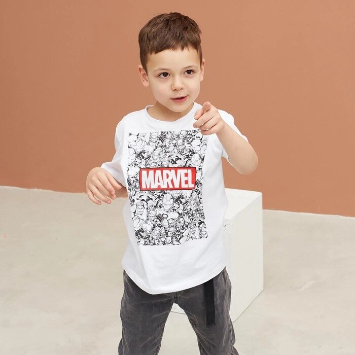 Футболка детская Мстители, рост 110-116, белый от компании Интернет-гипермаркет «MOLL» - фото 1