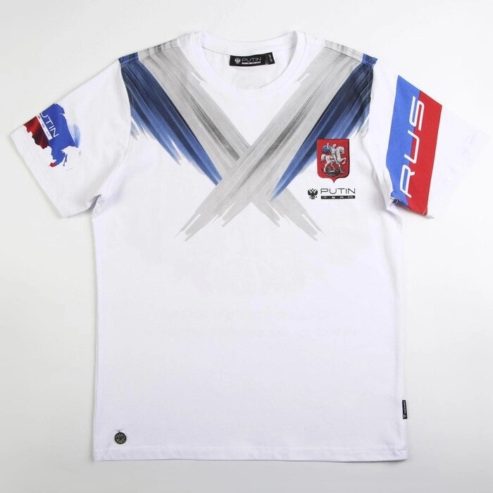 Футболка Putin team, герб, белая, размер 50-52 от компании Интернет-гипермаркет «MOLL» - фото 1