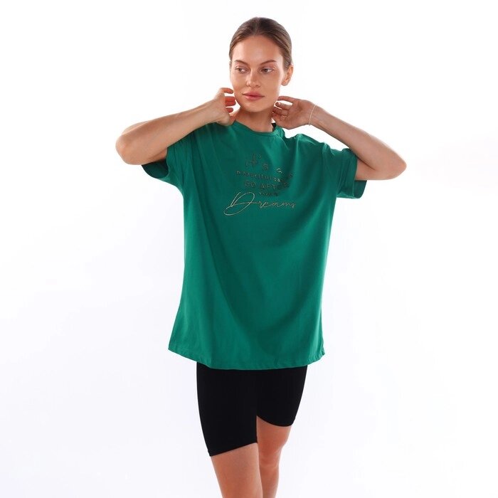 Футболка женская, цвет тёмно-зелёный, размер ONE SIZE (42-46) от компании Интернет-гипермаркет «MOLL» - фото 1
