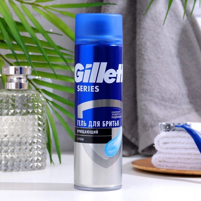 Гель для бритья Gillette Series 3x Sensitiv очищяющий с углем, 200 мл от компании Интернет-гипермаркет «MOLL» - фото 1