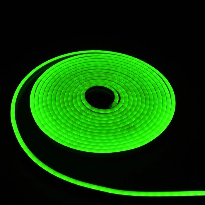 Гибкий неон Luazon Lighting 6  12 мм, IP65, 5 м, SMD2835, 120 LED/м, 12 В, свечение зелёное от компании Интернет-гипермаркет «MOLL» - фото 1