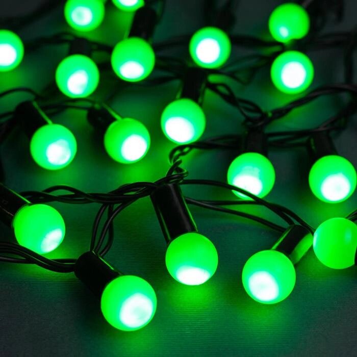Гирлянда "Нить" 10 м с насадками "Шарики 1.5 см", IP44, тёмная нить, 100 LED, свечение зелёное, 8 от компании Интернет-гипермаркет «MOLL» - фото 1