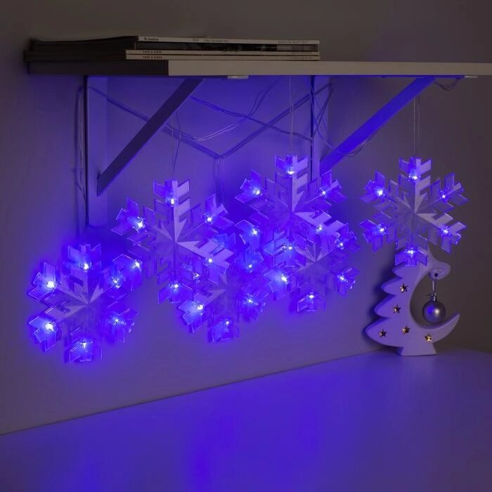 Гирлянда "Нить" 2 м с насадками "Снежинка матовая", IP20, прозрачная нить, 36 LED, свечение синее, от компании Интернет-гипермаркет «MOLL» - фото 1