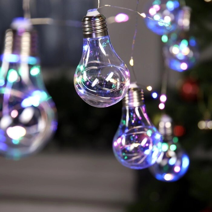 Гирлянда "Нить" с насадками "Лампочки" 3 м, 10 пластиковых лампочек, LED-100-12V, нить прозрачная, от компании Интернет-гипермаркет «MOLL» - фото 1