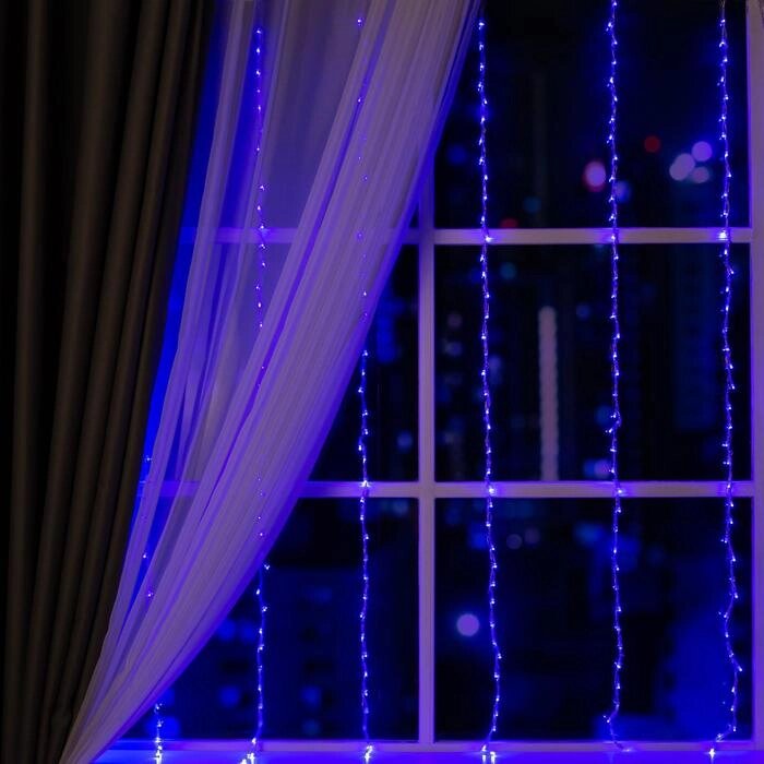 Гирлянда "Водопад" 2 х 1.5 м , IP20, прозрачная нить, 400 LED, свечение синее, 8 режимов, 220 В от компании Интернет-гипермаркет «MOLL» - фото 1