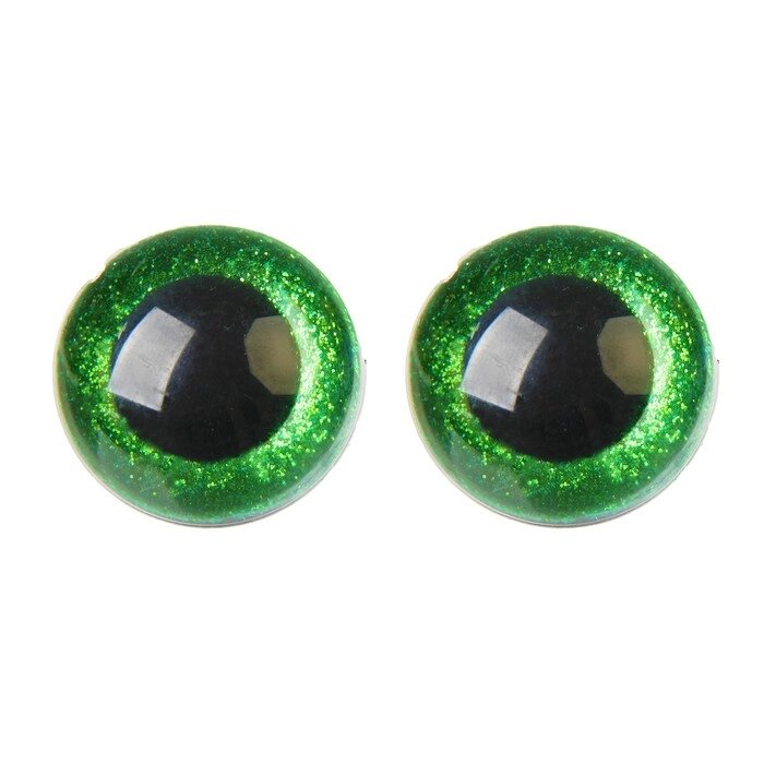 Глаза винтовые с заглушками, "Блёстки" набор 10 шт, размер 1 шт: 3 см, цвет зелёный от компании Интернет-гипермаркет «MOLL» - фото 1