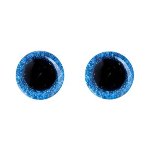 Глаза винтовые с заглушками, "Блёстки" набор 34 шт, размер 1 шт: 1,4 см, цвет синий