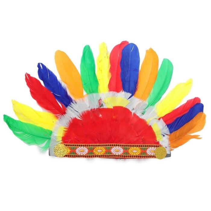 Головной убор "Индеец" из цветных перьев от компании Интернет-гипермаркет «MOLL» - фото 1