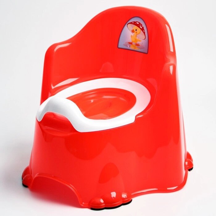 Горшок детский антискользящий "Комфорт" с крышкой, съёмная чаша, цвет красный от компании Интернет-гипермаркет «MOLL» - фото 1