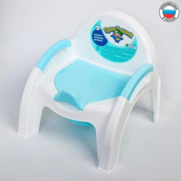 Горшок-стульчик с крышкой, цвет белый/голубой от компании Интернет-гипермаркет «MOLL» - фото 1