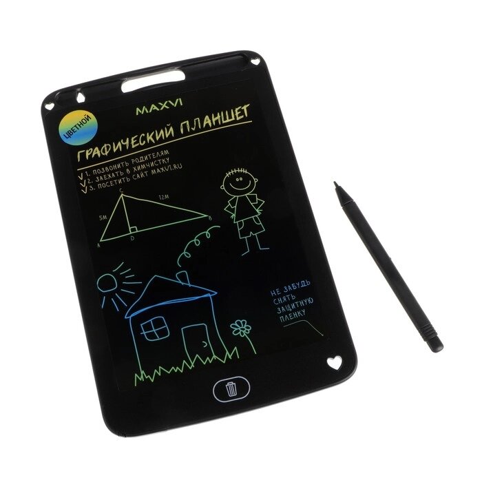 Графический планшет для рисования и заметок LCD Maxvi MGT-01С, 8.5”, цветной дисплей, черный от компании Интернет-гипермаркет «MOLL» - фото 1