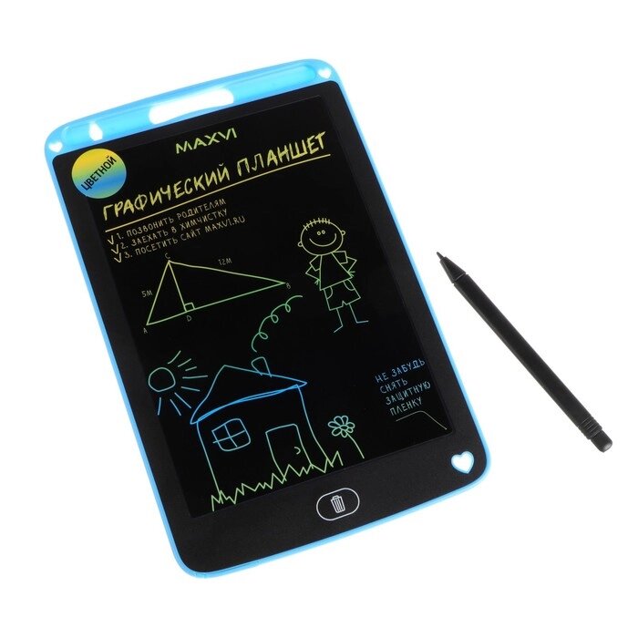 Графический планшет для рисования и заметок LCD Maxvi MGT-01С, 8.5”, цветной дисплей, синий от компании Интернет-гипермаркет «MOLL» - фото 1