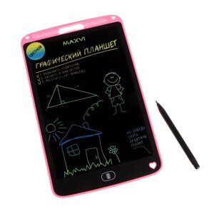 Графический планшет для рисования и заметок LCD Maxvi MGT-02С, 10.5”цветной дисплей, розовый