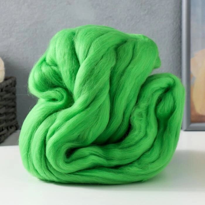 Гребенная лента 100% тонкая мериносовая шерсть 100гр (434 зеленый) от компании Интернет-гипермаркет «MOLL» - фото 1