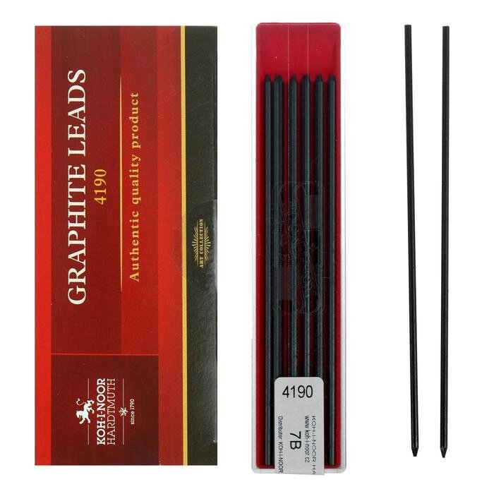 Грифели для цанговых карандашей Koh-i-noor 4190/07 В, 2,0 мм, 12 штук в упаковке от компании Интернет-гипермаркет «MOLL» - фото 1