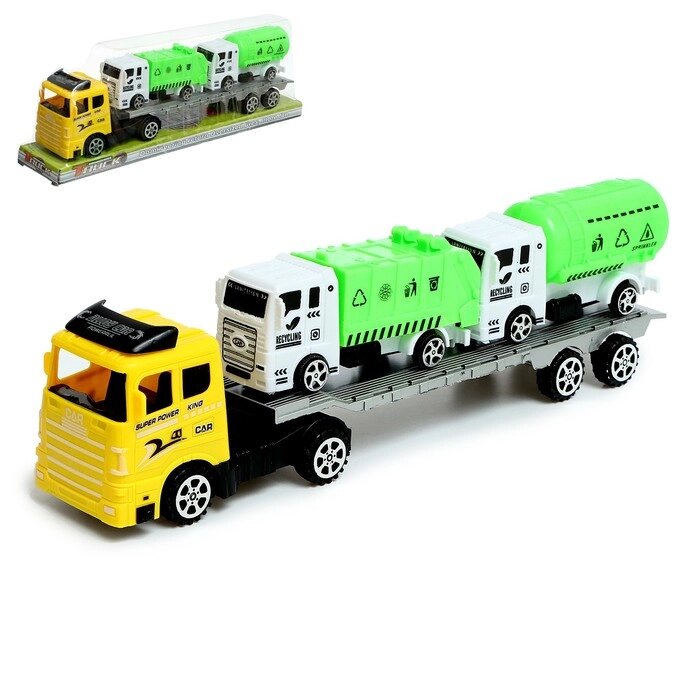 Грузовик инерционный "Автовоз", с двумя грузовиками, МИКС от компании Интернет-гипермаркет «MOLL» - фото 1