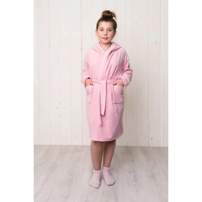 Халат для девочки с капюшоном, рост 116 см, розовый, махра от компании Интернет-гипермаркет «MOLL» - фото 1