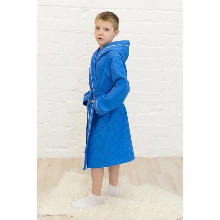 Халат для мальчика, рост 146 см, синий вафля от компании Интернет-гипермаркет «MOLL» - фото 1
