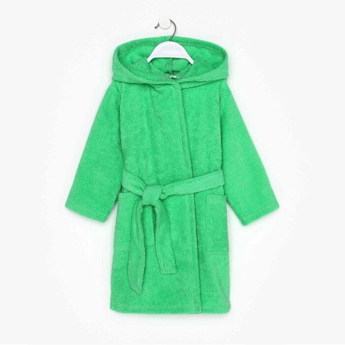 Халат махровый детский, размер 30, цвет зелёный, 320 г/м2 хлопок 100% с AIRO от компании Интернет-гипермаркет «MOLL» - фото 1