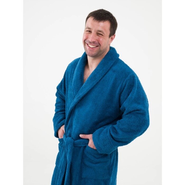 Халат мужской махровый с шалькой, размер 56-58, цвет синий от компании Интернет-гипермаркет «MOLL» - фото 1