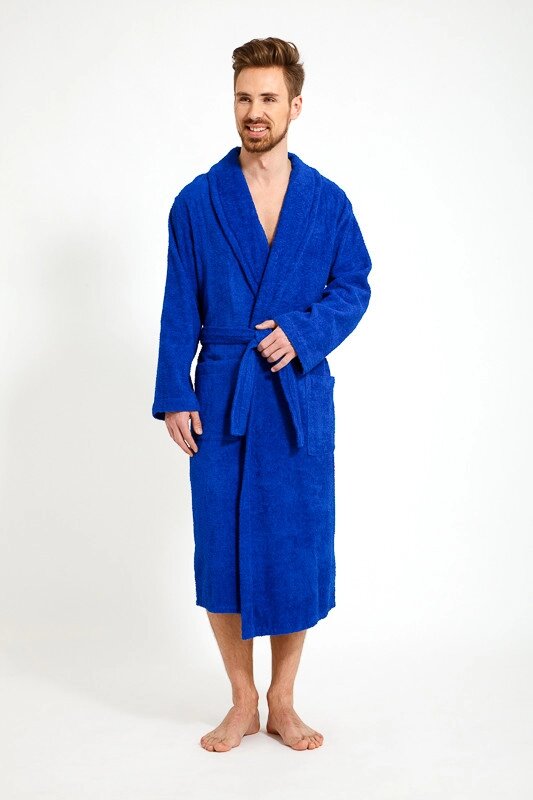 Халат мужской (темно синий) , махровый, полотно 390 г/м2, 44р от компании Интернет-гипермаркет «MOLL» - фото 1