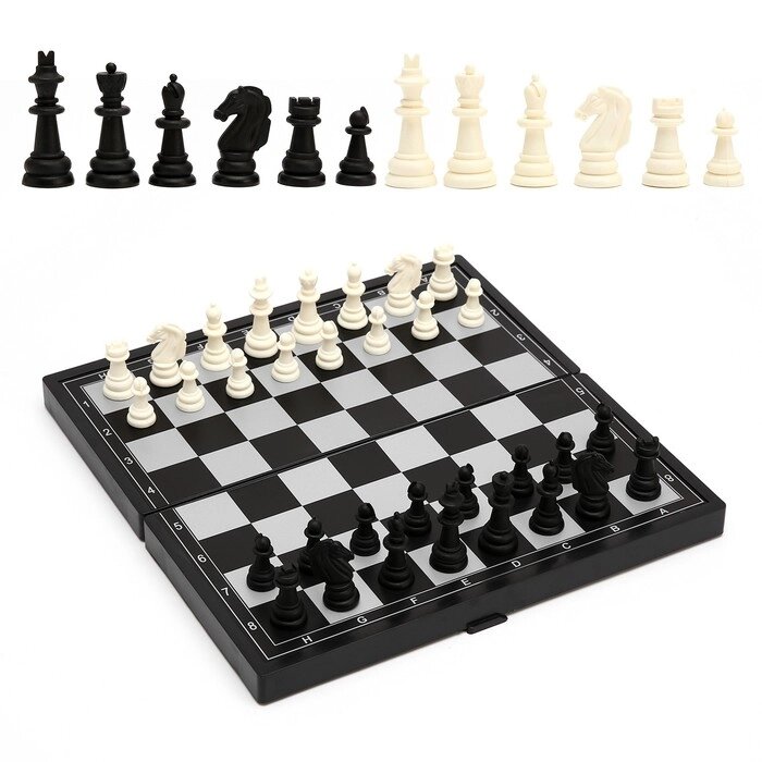 Игра настольная магнитная "Шахматы", чёрно-белые, в коробке, 24.5х24.5 см от компании Интернет-гипермаркет «MOLL» - фото 1
