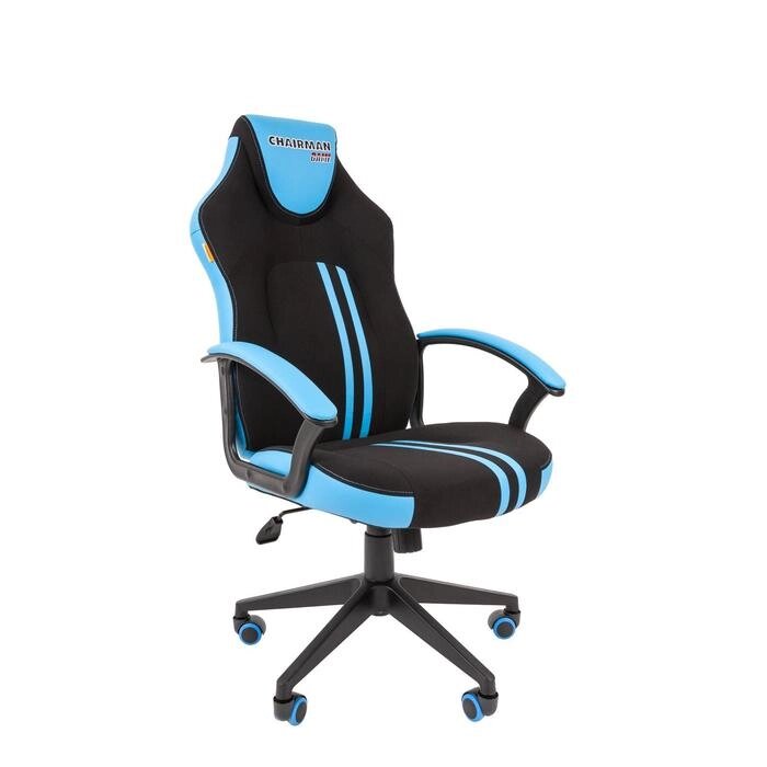 Игровое кресло "Chairman game" 26 черный/голубой от компании Интернет-гипермаркет «MOLL» - фото 1