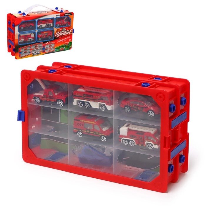 Игровой набор "Пожарная служба", кейс с 5 металлическими машинками от компании Интернет-гипермаркет «MOLL» - фото 1