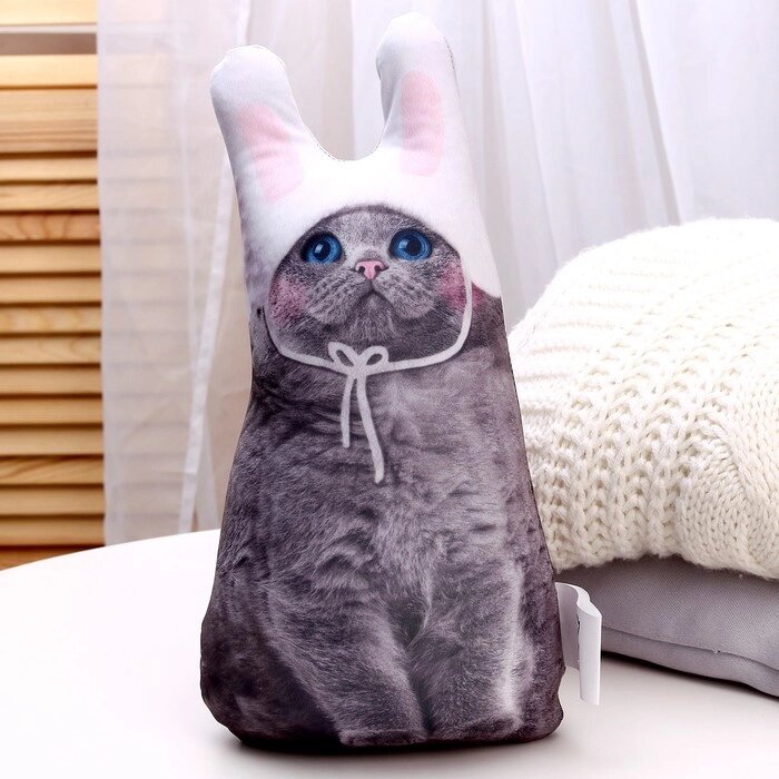 Игрушка антистресс "Серый кот в шапке" от компании Интернет-гипермаркет «MOLL» - фото 1