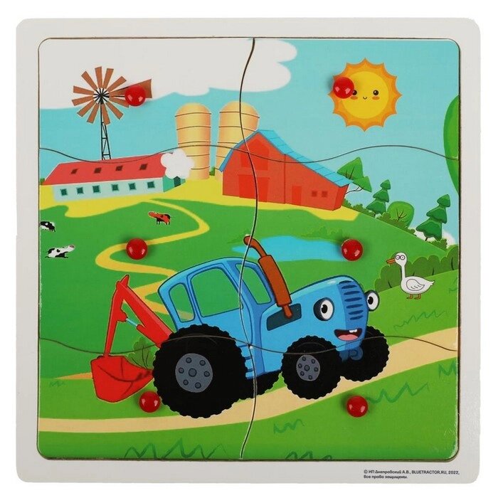 Игрушка деревянная, вкладыши с ручками "Синий трактор" от компании Интернет-гипермаркет «MOLL» - фото 1