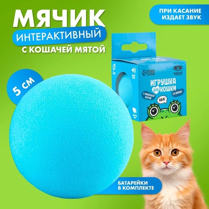 Игрушка для кошек. Мячик интерактивный "Лягушка" с мятой от компании Интернет-гипермаркет «MOLL» - фото 1
