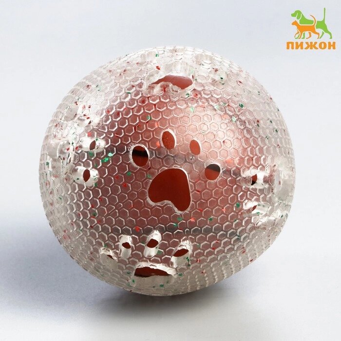 Игрушка для собак "Мяч баскетбол-лапки 2 в 1", TPR+винил, 7,5 см, прозрачная/коричневая от компании Интернет-гипермаркет «MOLL» - фото 1
