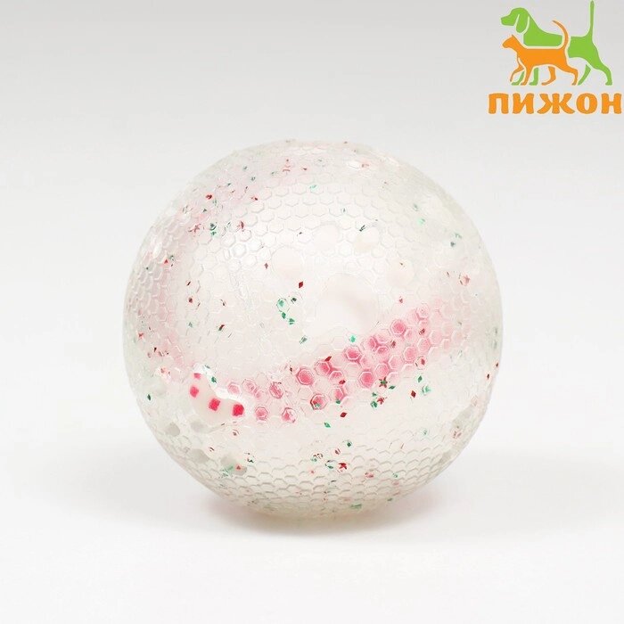 Игрушка для собак"Мяч бейсбол-косточки 2 в 1", TPR+винил,7,5 см, прозрачная/белая от компании Интернет-гипермаркет «MOLL» - фото 1