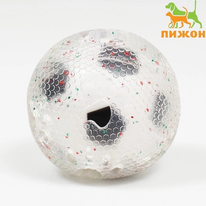 Игрушка для собак "Мяч футбол-лапки 2 в 1", TPR+винил, 7,5 см, прозрачная/белая с чёрным от компании Интернет-гипермаркет «MOLL» - фото 1
