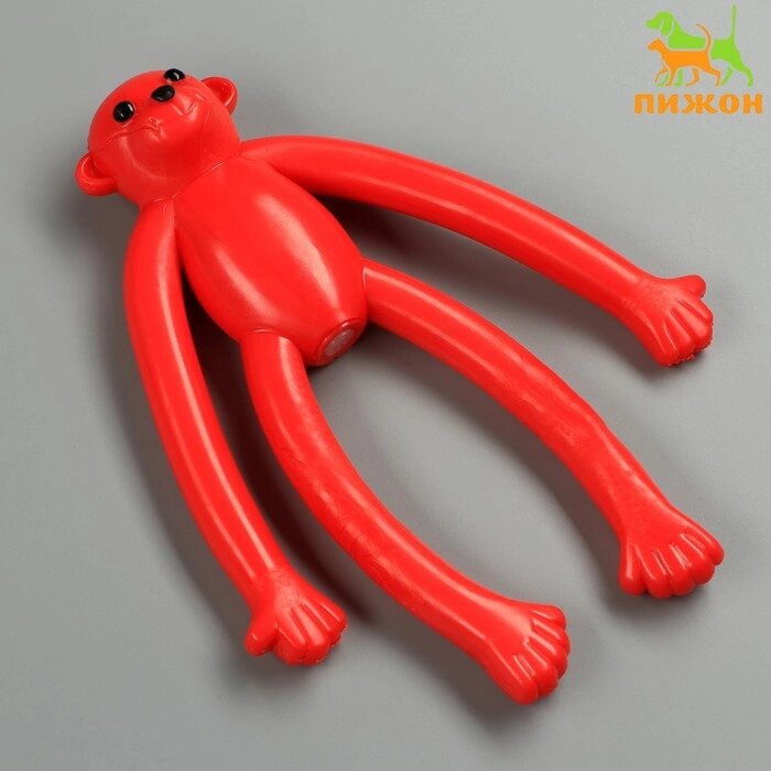 Игрушка для собак "Обезьяна" с пищалкой, 19,5 см, силикон, красная от компании Интернет-гипермаркет «MOLL» - фото 1