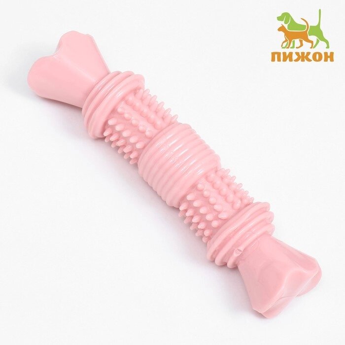 Игрушка для собак "Шипастая кость", TPR, массажная,14 х 3,5 х 5, розовая от компании Интернет-гипермаркет «MOLL» - фото 1