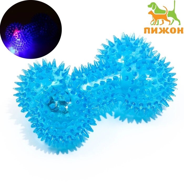 Игрушка для собак "Светящаяся кость", TPR, 10,5 см, голубая от компании Интернет-гипермаркет «MOLL» - фото 1