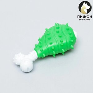 Игрушка двухслойная (твердый и мягкий пластик) Голень", 12 см, зелёная