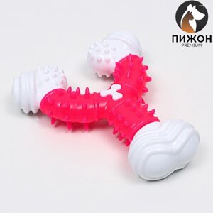Игрушка двухслойная (твердый и мягкий пластик) Рогатка", 12 см, розовая