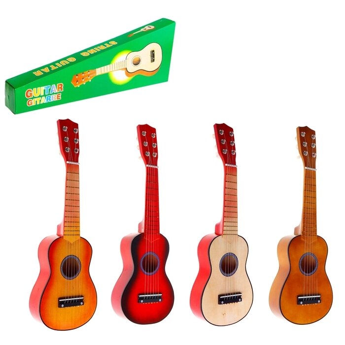 Игрушка музыкальная "Гитара" 52 см, 6 струн, медиатор, цвета МИКС от компании Интернет-гипермаркет «MOLL» - фото 1