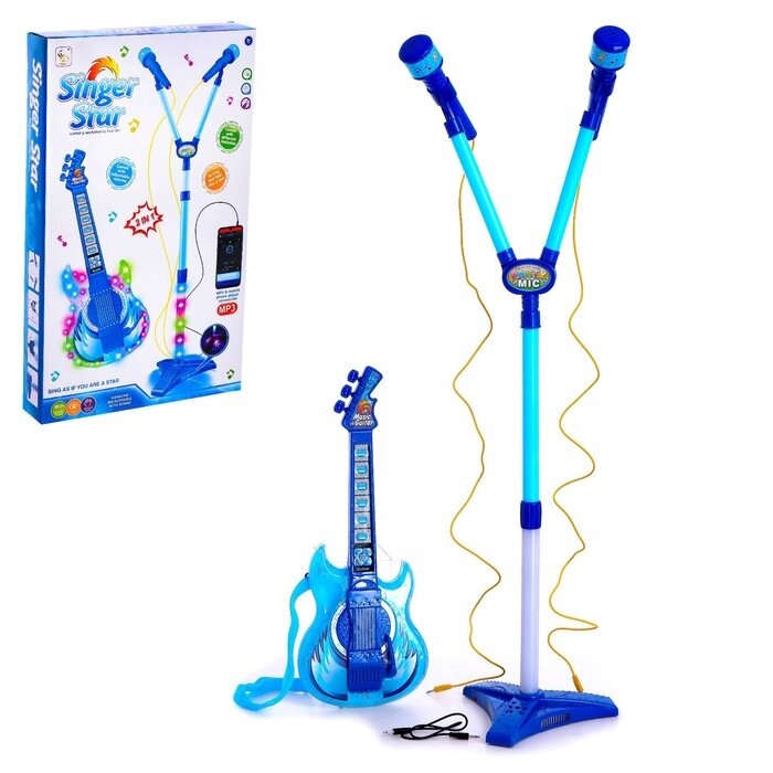 Игрушка музыкальная гитара "Играй и пой", с двойным микрофоном, звуковые эффекты от компании Интернет-гипермаркет «MOLL» - фото 1