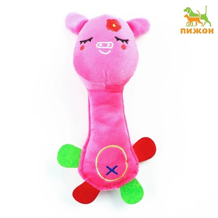 Игрушка мягкая для собак "Свинка с длинной шеей", 24 см, розовая от компании Интернет-гипермаркет «MOLL» - фото 1