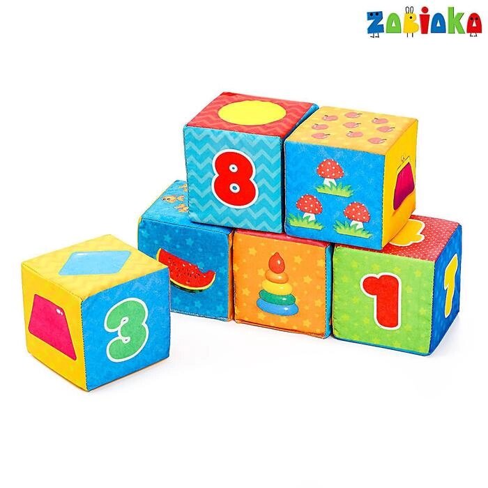 Игрушка мягконабивная, кубики "Обучающие", 8  8 см, 6 шт. от компании Интернет-гипермаркет «MOLL» - фото 1
