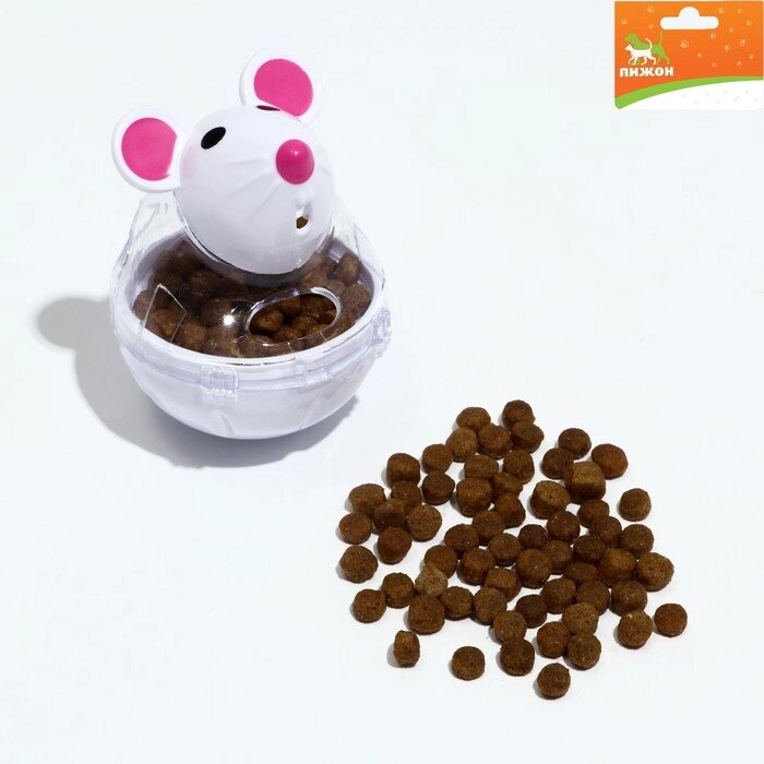 Игрушка-неваляшка "Мышка" с отсеком для лакомств (лакомства до 1 см), 4,7 х 6,5 см, белая от компании Интернет-гипермаркет «MOLL» - фото 1