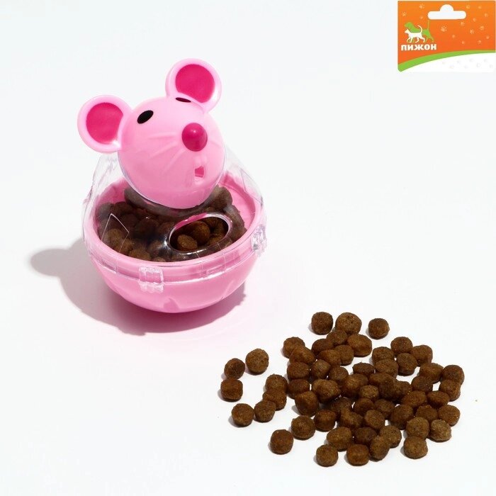 Игрушка-неваляшка "Мышка" с отсеком для лакомств (лакомства до 1 см), 4,7 х 6,5 см, розовая   736446 от компании Интернет-гипермаркет «MOLL» - фото 1