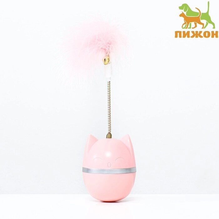 Игрушка-неваляшка "Перьевой взрыв" для кошек, 20 см, розовая от компании Интернет-гипермаркет «MOLL» - фото 1