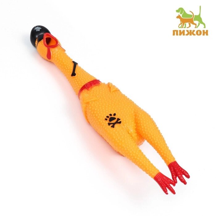 Игрушка пищащая "Курица-пират" для собак, 41 см, жёлтая от компании Интернет-гипермаркет «MOLL» - фото 1