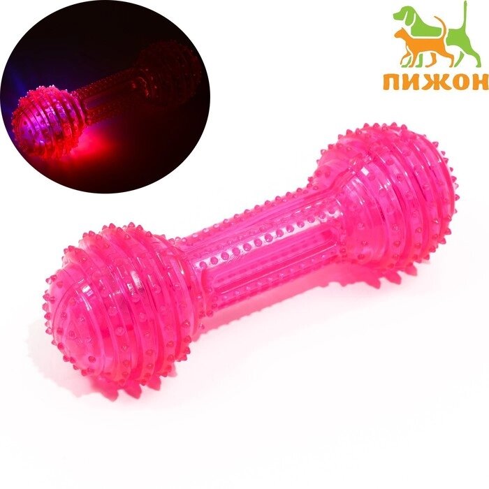 Игрушка светящаяся для собак "Круглая кость", TPR, 15 см, розовая от компании Интернет-гипермаркет «MOLL» - фото 1